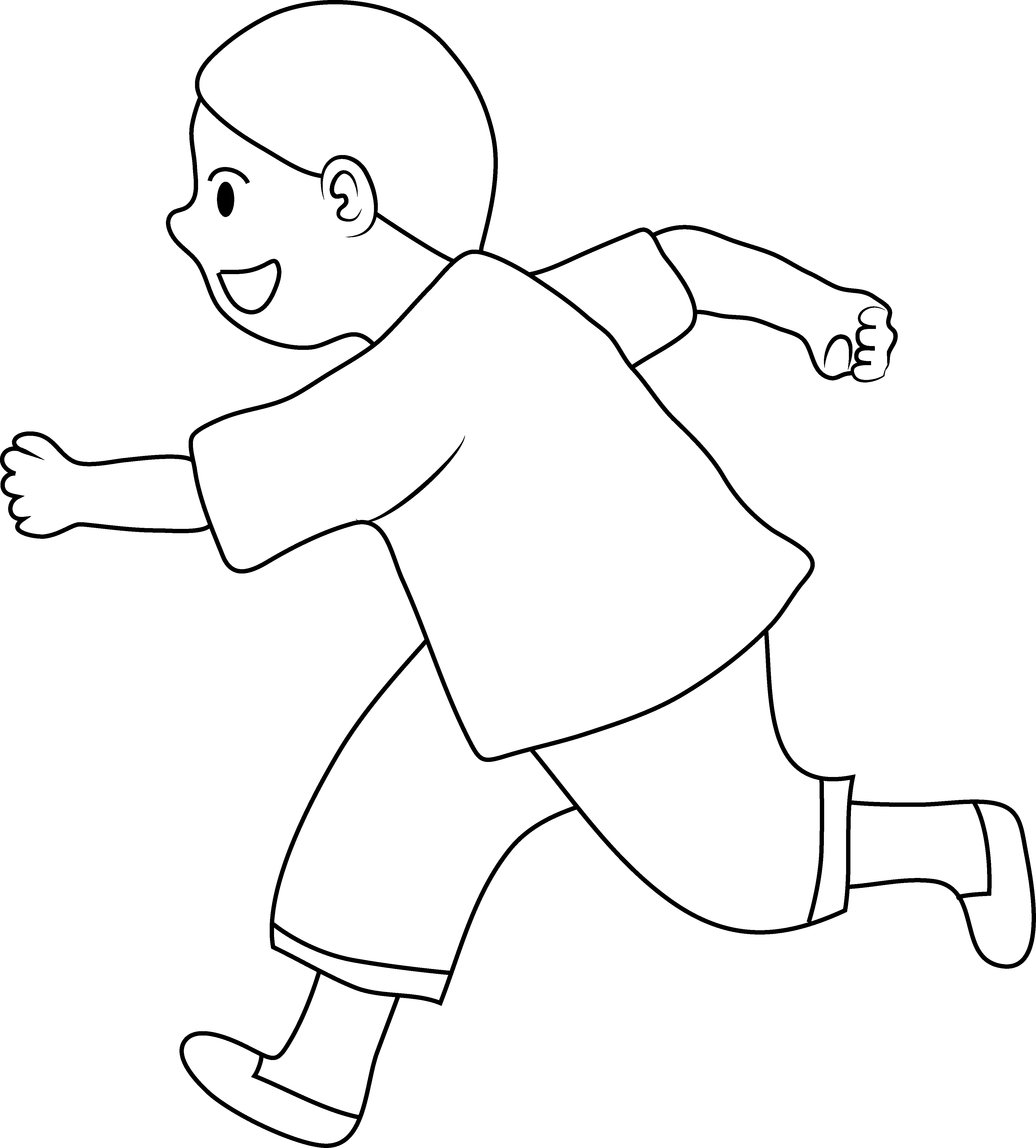 Little Boy Clipart Outline Run Clipart Black And White Transparent Full Size Png Download Seekpng