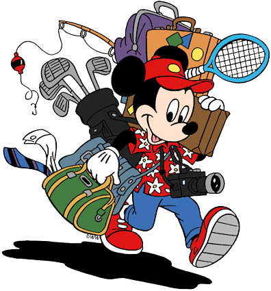 Mickey Going On Vacation - Mickey Mouse (396x425), Png Download