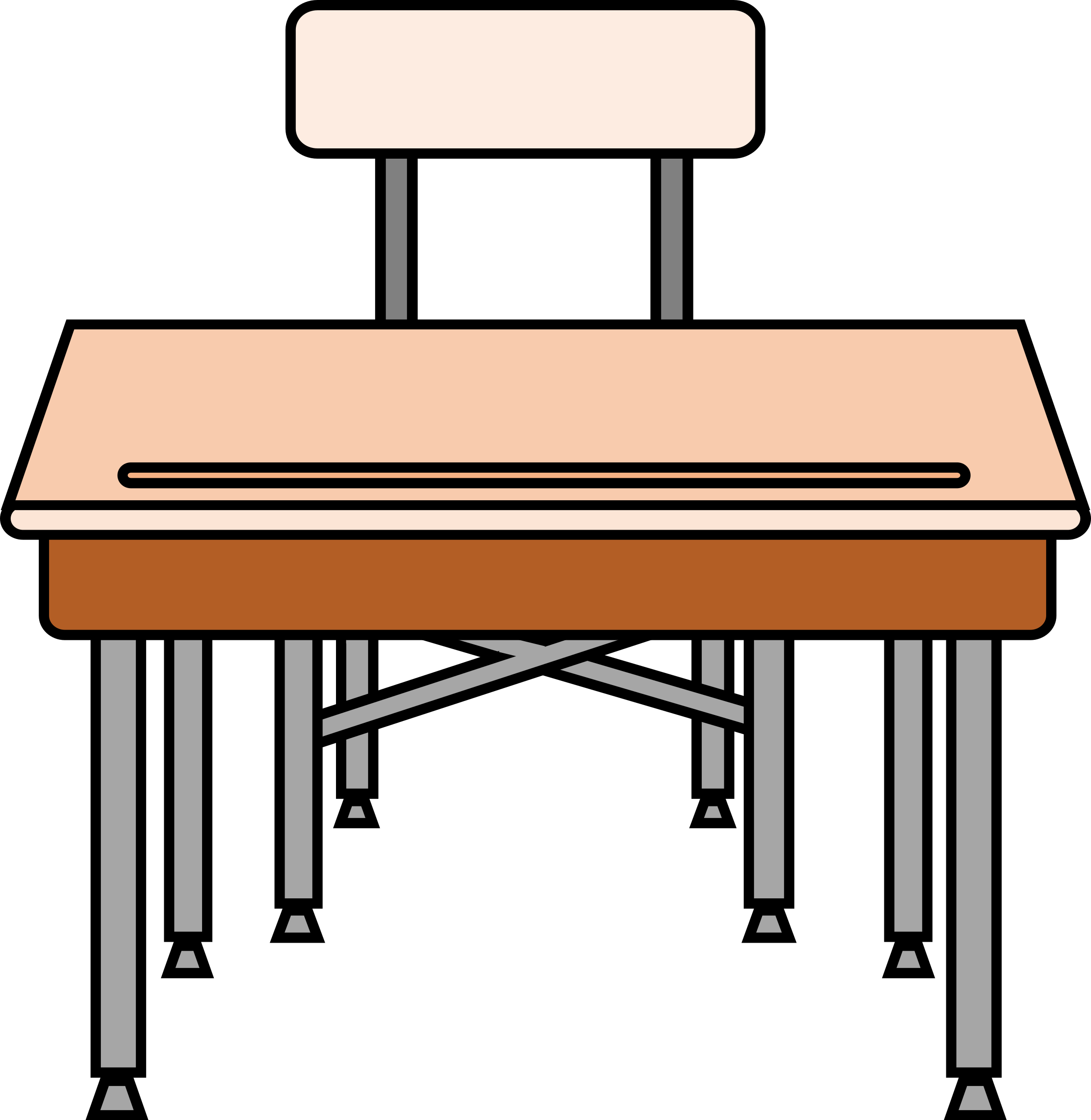 Student Desk Chair Clipart - Desk Clipart (2338x2400), Png Download