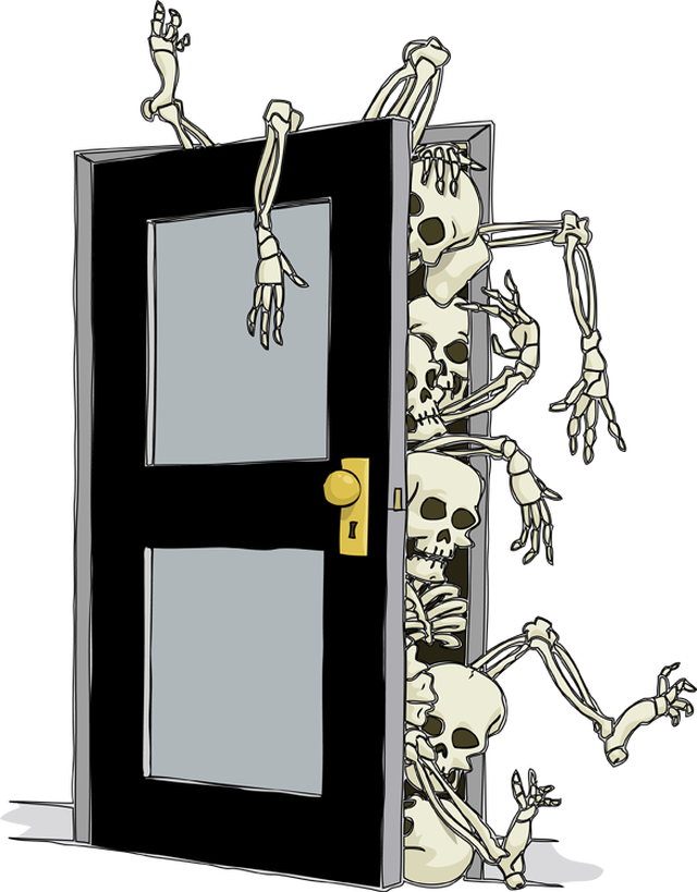Skeletons In The Closet - Skeleton In The Closet Cartoon (640x819), Png Download
