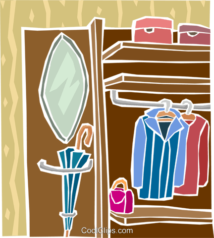 Clothes Closet Royalty Free Vector Clip Art Illustration - Clipart Home Closet (432x480), Png Download