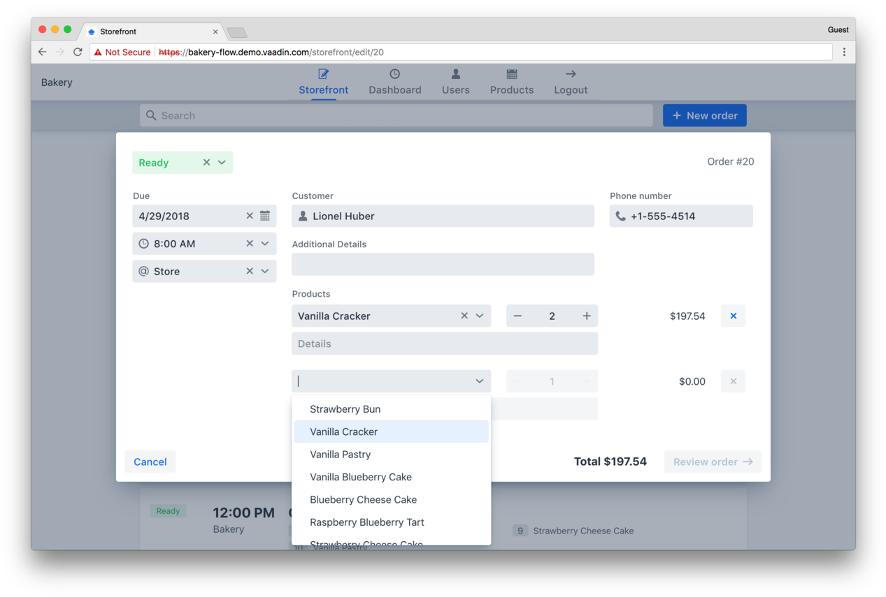 Vaadin Flow Bakery - Vaadin Vue (1280x864), Png Download