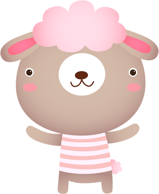 Cute Sheep Cartoon Character Waving - Cute Animal Cartoon Png (550x660), Png Download