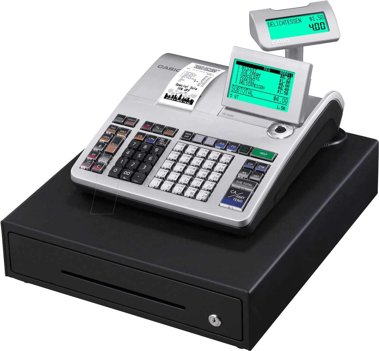 Electronic Cash Register - Casio Cash Register Se-s400 (1719x1209), Png Download