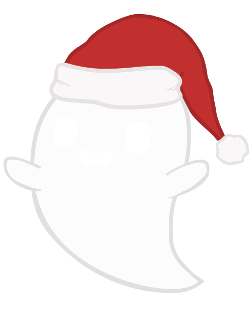 Art Happy Holidays 2merry Ho Ho Xmas Post - Ghost With Santa Hat (500x650), Png Download