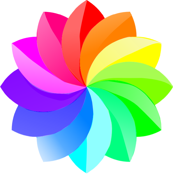 Rainbow Clipart Sweater - Rainbow Flower Clipart (594x596), Png Download