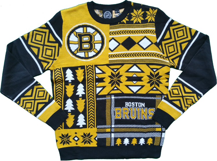 Boston Bruins Patchwork Ugly Christmas Sweater - Ugly Christmas Sweater Boston Bruins (748x555), Png Download
