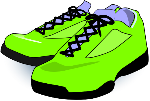 Neon Green Tennis Shoes Clip Art At Clker - Tennis Shoes Transparent Background (600x348), Png Download