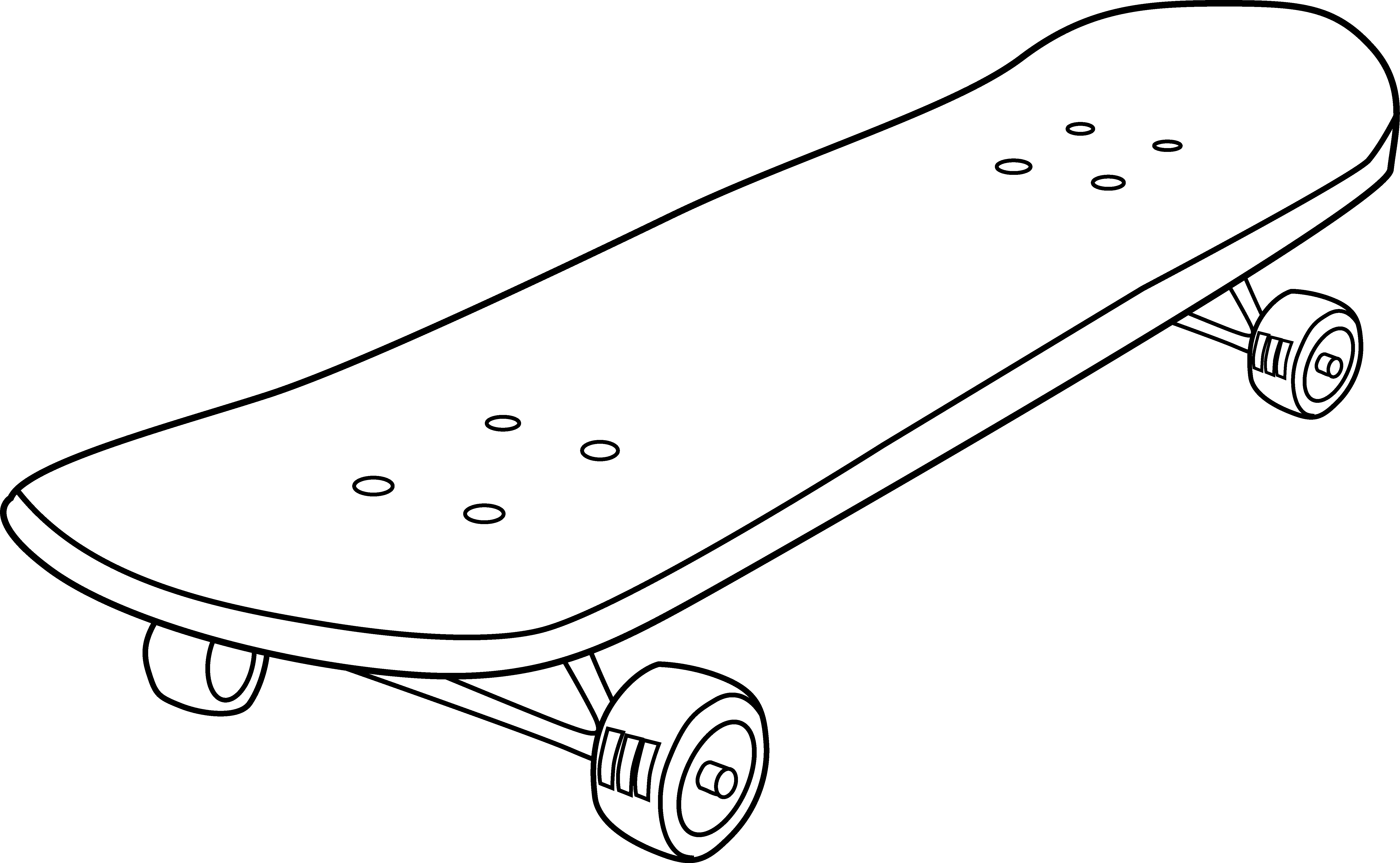 Transportation Printable Coloring Pages - Skateboard Clip Art Clipart (6217x3835), Png Download