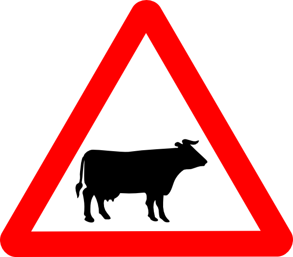 Small - Road Signs Deer Crossing (600x527), Png Download