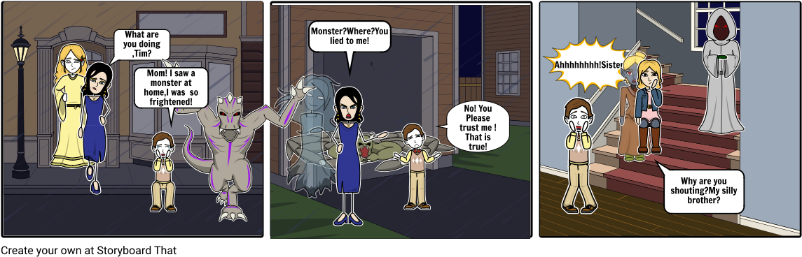 A Family Full Of Monsters - Cartoon (1164x385), Png Download