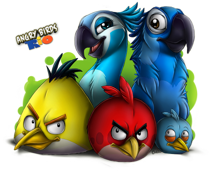 Angry Birds Art Crossover - Angry Birds Rio Png (739x599), Png Download