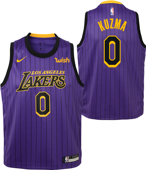 Los Angeles Lakers City Edition Youth Kyle Kuzma Swingman - Lebron James Lakers Jersey City Edition (500x667), Png Download