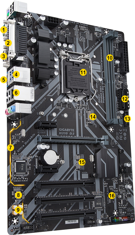 1 - Gigabyte H310 D3 (640x920), Png Download