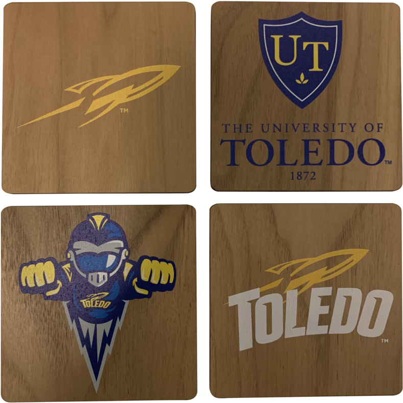 University Of Toledo Walnut Coaster Set - Rico Ncaa Mississippi State Bulldogs Nylon Trifold (900x900), Png Download