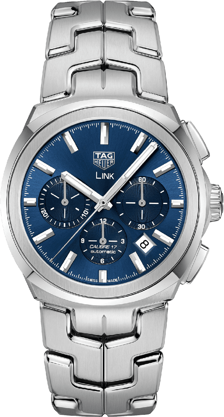Tag Heuer Link Calibre 17 Chronograph Cbc2112 - Rolex Silver And Blue (1000x1407), Png Download