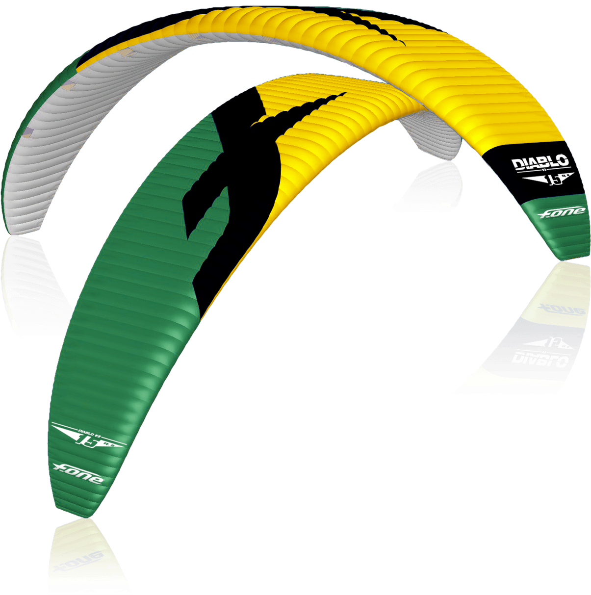 Dark Grey / Lime Diablo V3 15m2 Yellow Black Green - Ailes Kitesurf À Caisson F-one Diablo V.2 2017 (1280x1280), Png Download