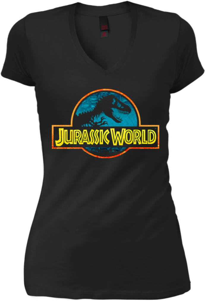 Jurassic Park Jurassic World Logo Womens V Neck T Shirt - Shirt (1024x1024), Png Download