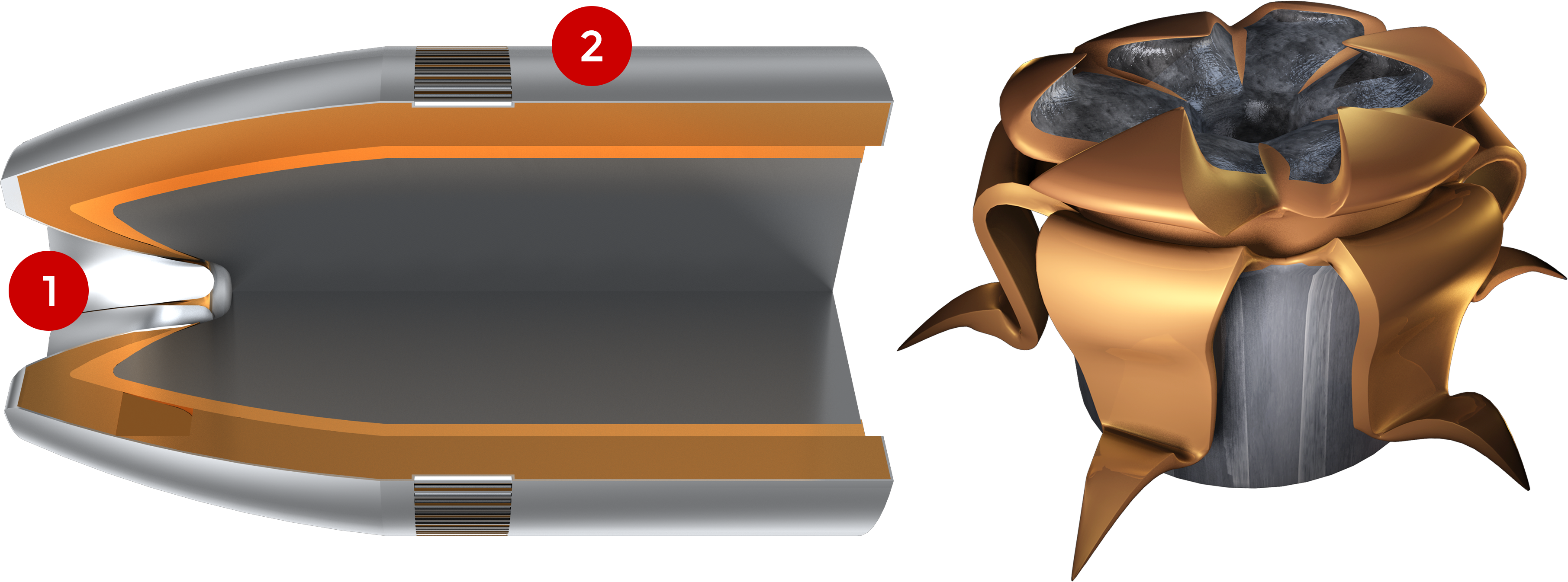 460 Smith & Wesson Magnum, 260 Grains Features - Slug (3623x1346), Png Download