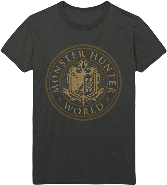 Monster Hunter World T-shirt Vintage Emblem - T-shirt (600x600), Png Download