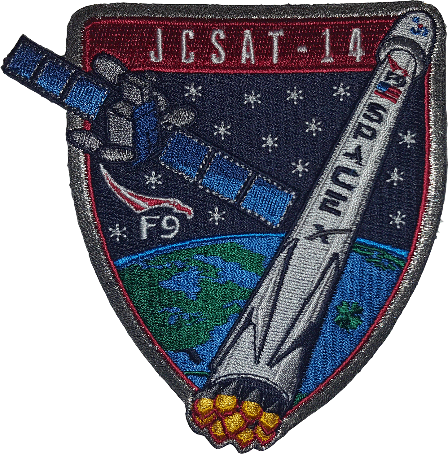 Spacex Jcsat Falcon 9 Mission Patch - Falcon 9 (1500x1530), Png Download
