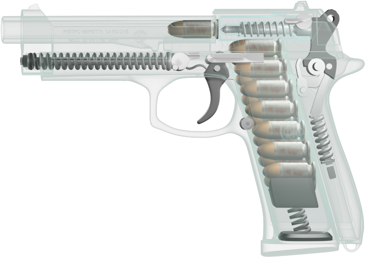 Beretta 92fs Xray - Firearm (1920x1080), Png Download