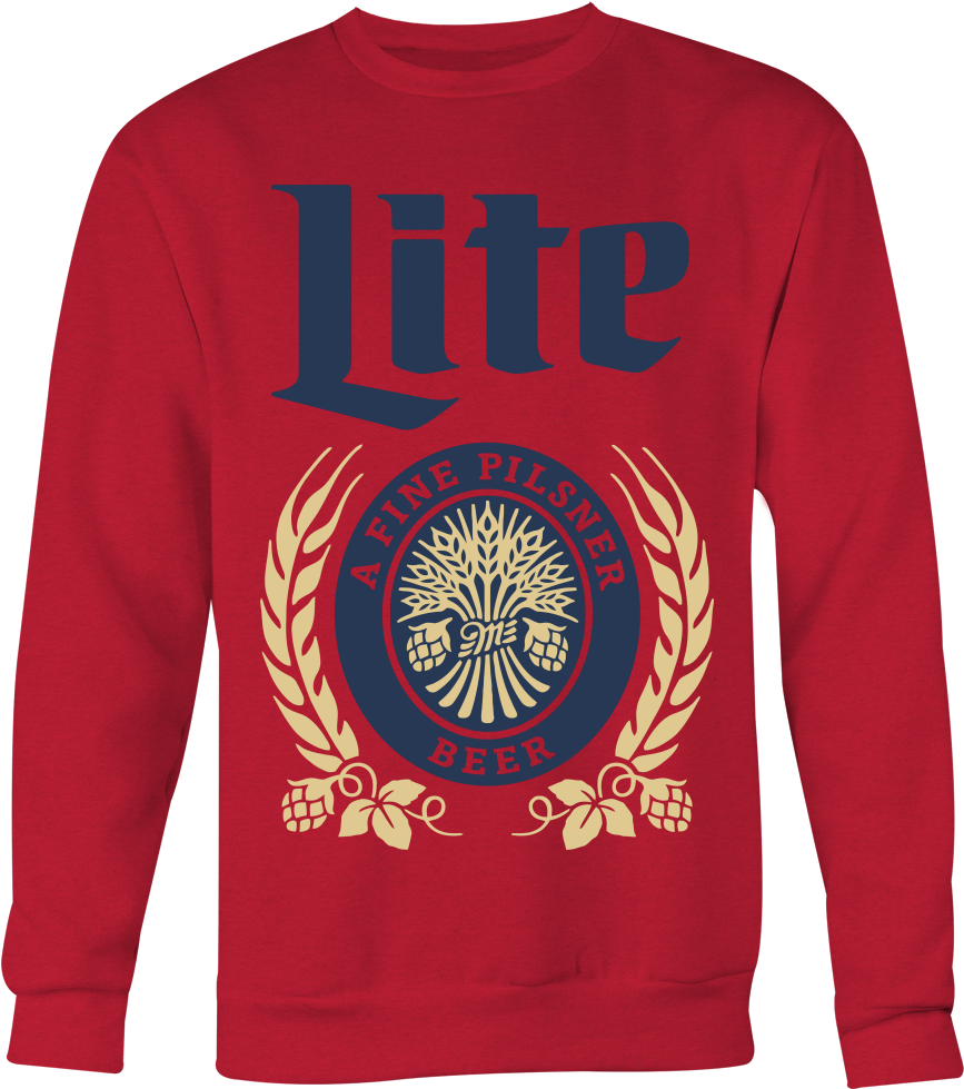 Miller Lite Sweatshirt Hoodie Long Sleeve T-shirt Miller - Houston Astros Christmas Shirt (1000x1000), Png Download
