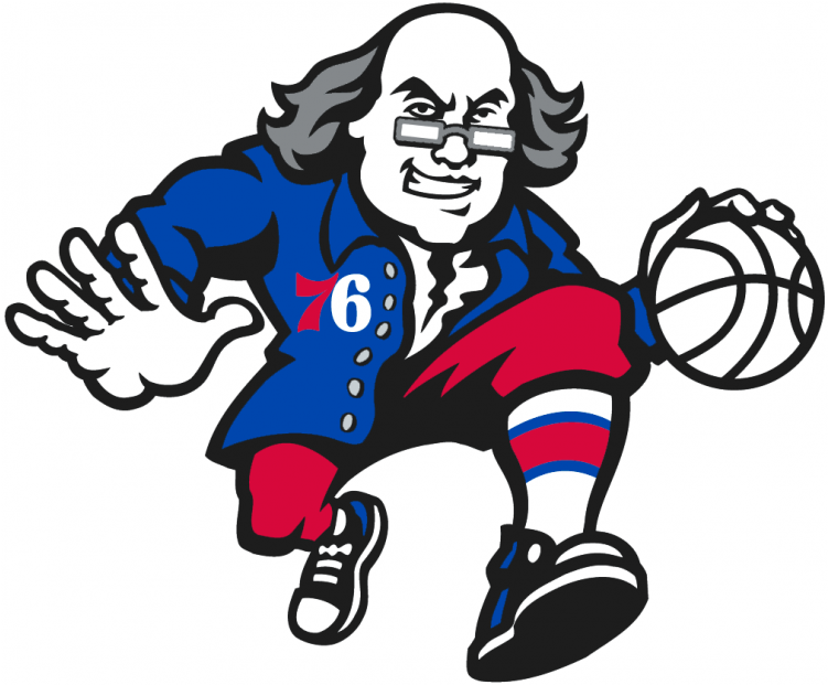 Philadelphia 76ers Logos Iron Ons - Ben Franklin 76ers Logo (750x930), Png Download