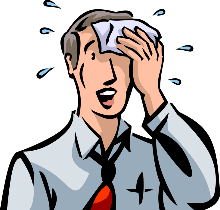 Vector Illustration Of Exhausted Businessman Wipes - Wiping Sweat From Brow (731x700), Png Download