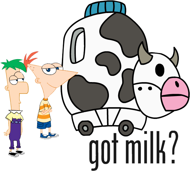 Milk Clipart - Disney Boutique Stickers, Phineas And Ferb (636x574), Png Download