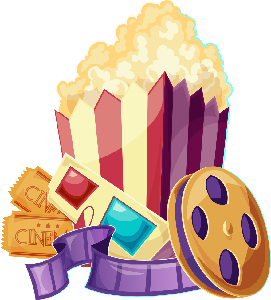 Movie Ticket With Popcorn Clipart Png Free Download - Download (1200x1200), Png Download
