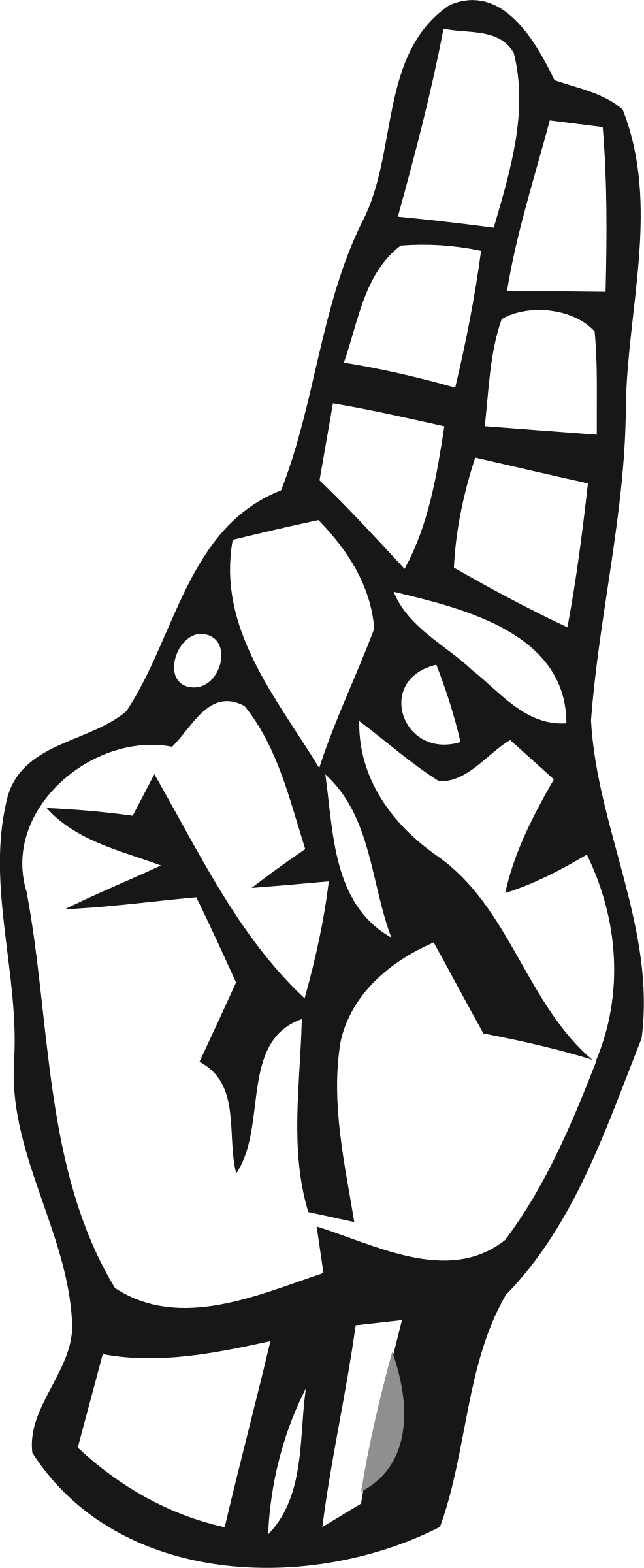 Big Image - Sign Language Letter U (986x2400), Png Download