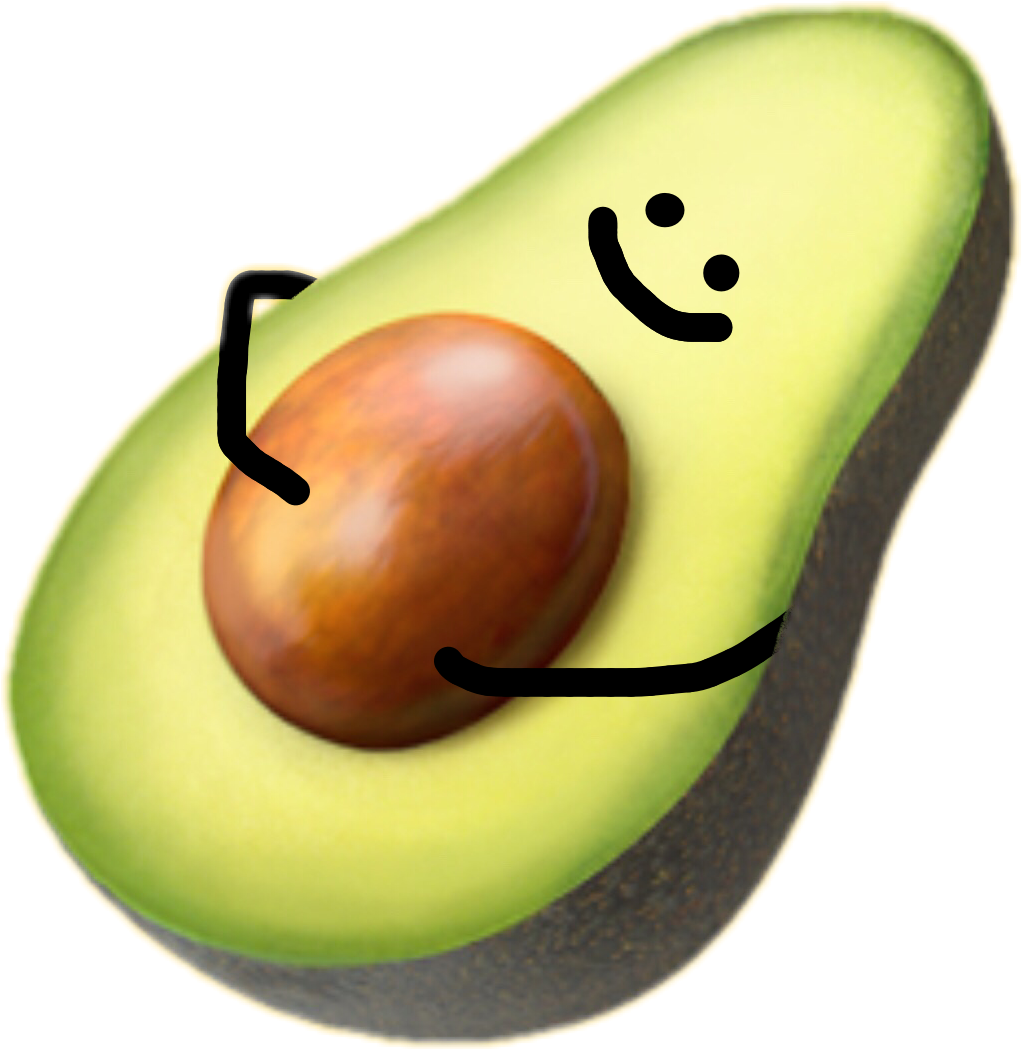 Avocado With Face (1022x1050), Png Download