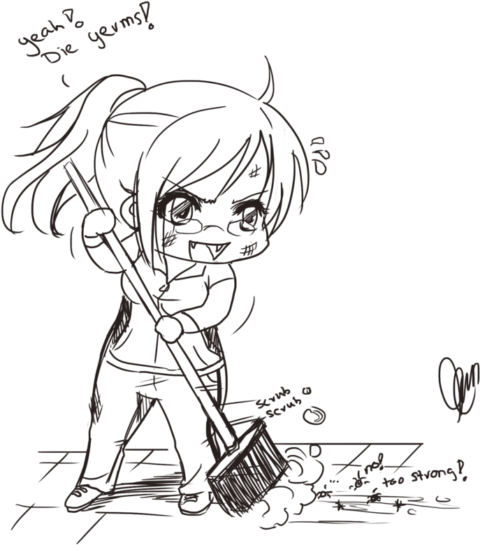 Cleaning Drawing Banner Black And White Stock - Drawing (900x850), Png Download