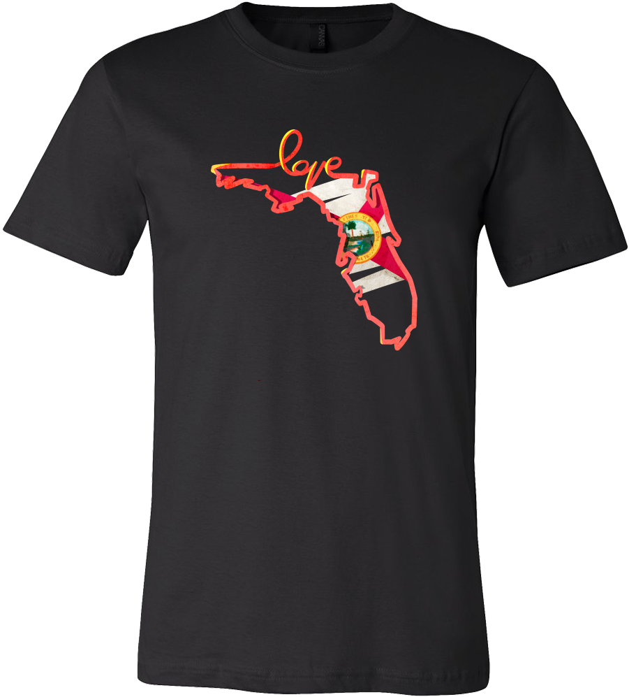 Love Florida State Flag Map Outline Souvenir Gift T-shirt - Team Fox Shirt (1000x1000), Png Download