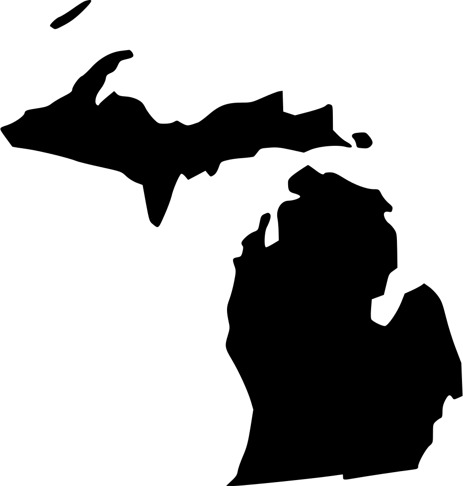 Michigan Outline Png Clip Black And White Library - State Of Michigan (932x980), Png Download