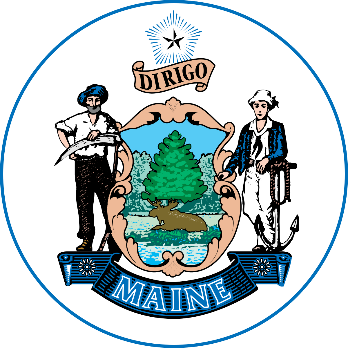 Ahead Of The Maine Primary Election On June 12, 2018, - Maine State Seal (1200x1200), Png Download