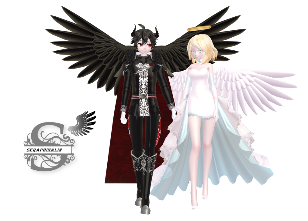 Angel And Demon Png Clip Download - Demon Len (1095x730), Png Download