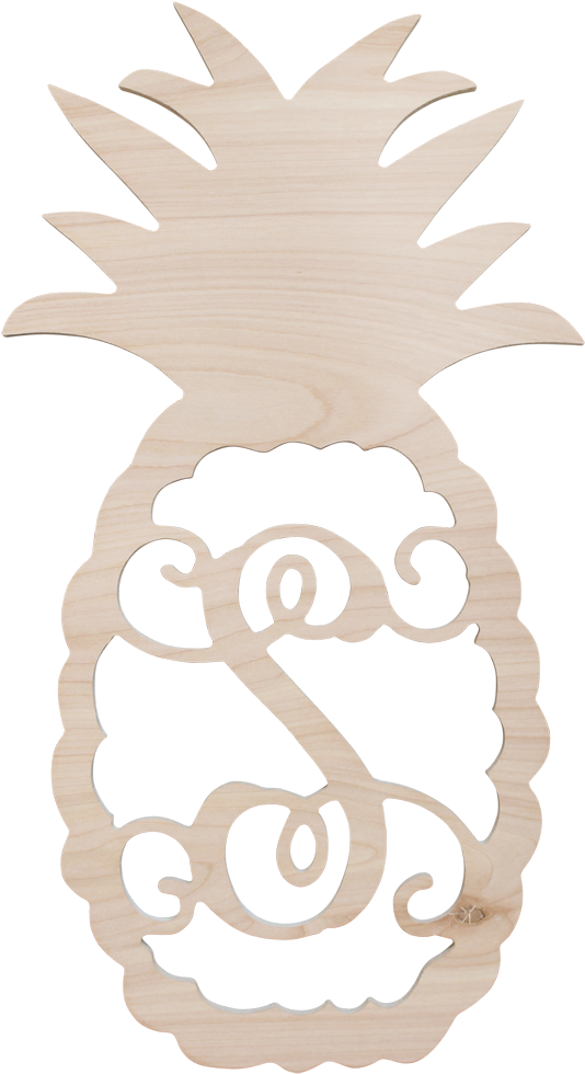 Wooden Home Decor Letters Antlers Unpainted - Pineapple Monogram (1100x1100), Png Download
