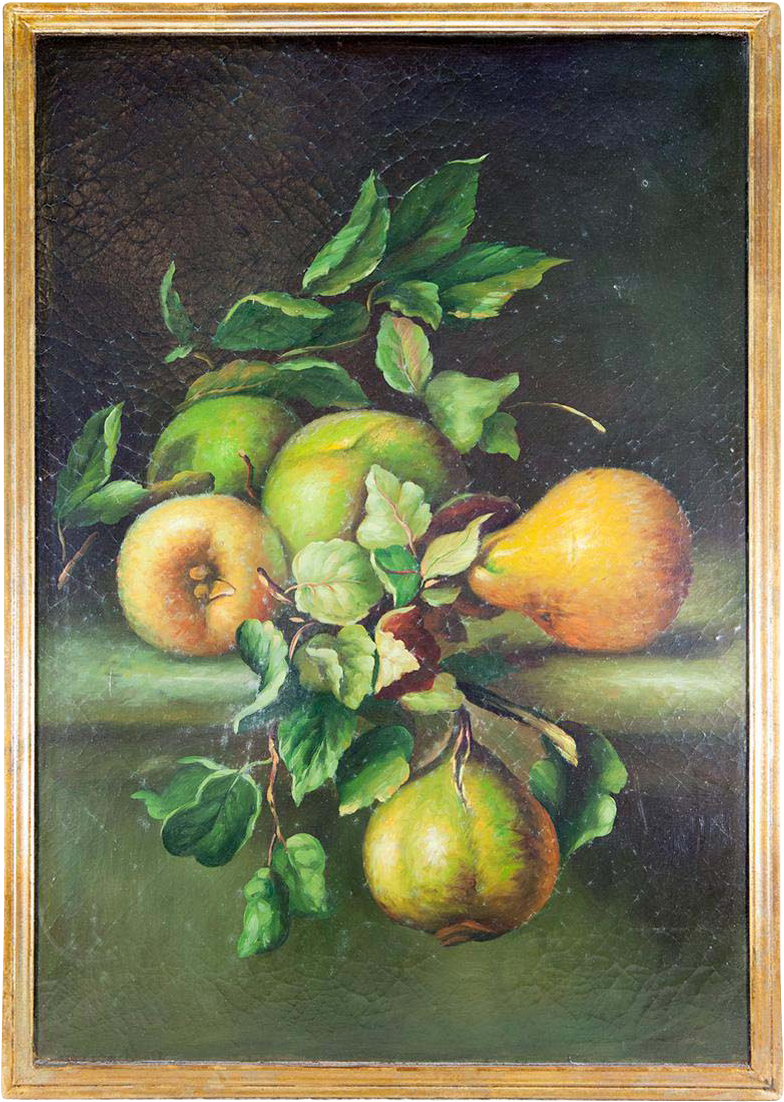 Antique French Oil Painting, Fruit Still Life, In Wood - Quince (1101x1101), Png Download