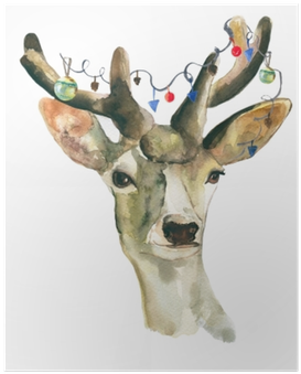 Animal With Christmas Decoration - Watercolor Painting (400x400), Png Download