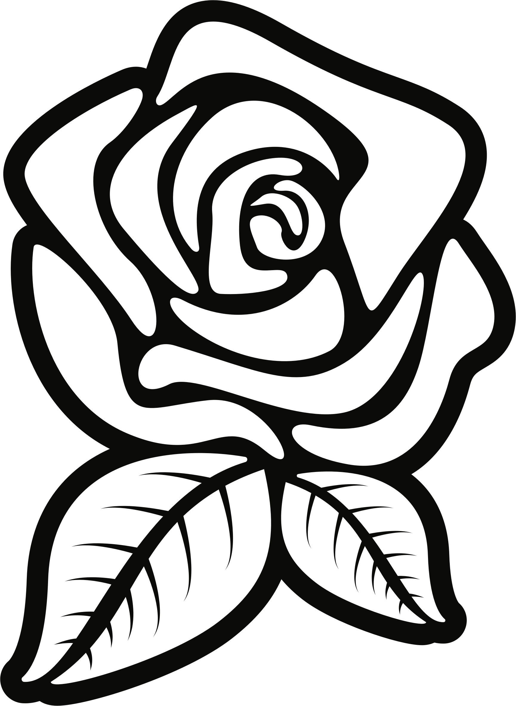 Big Image - Out Line Of Rose (1730x2365), Png Download