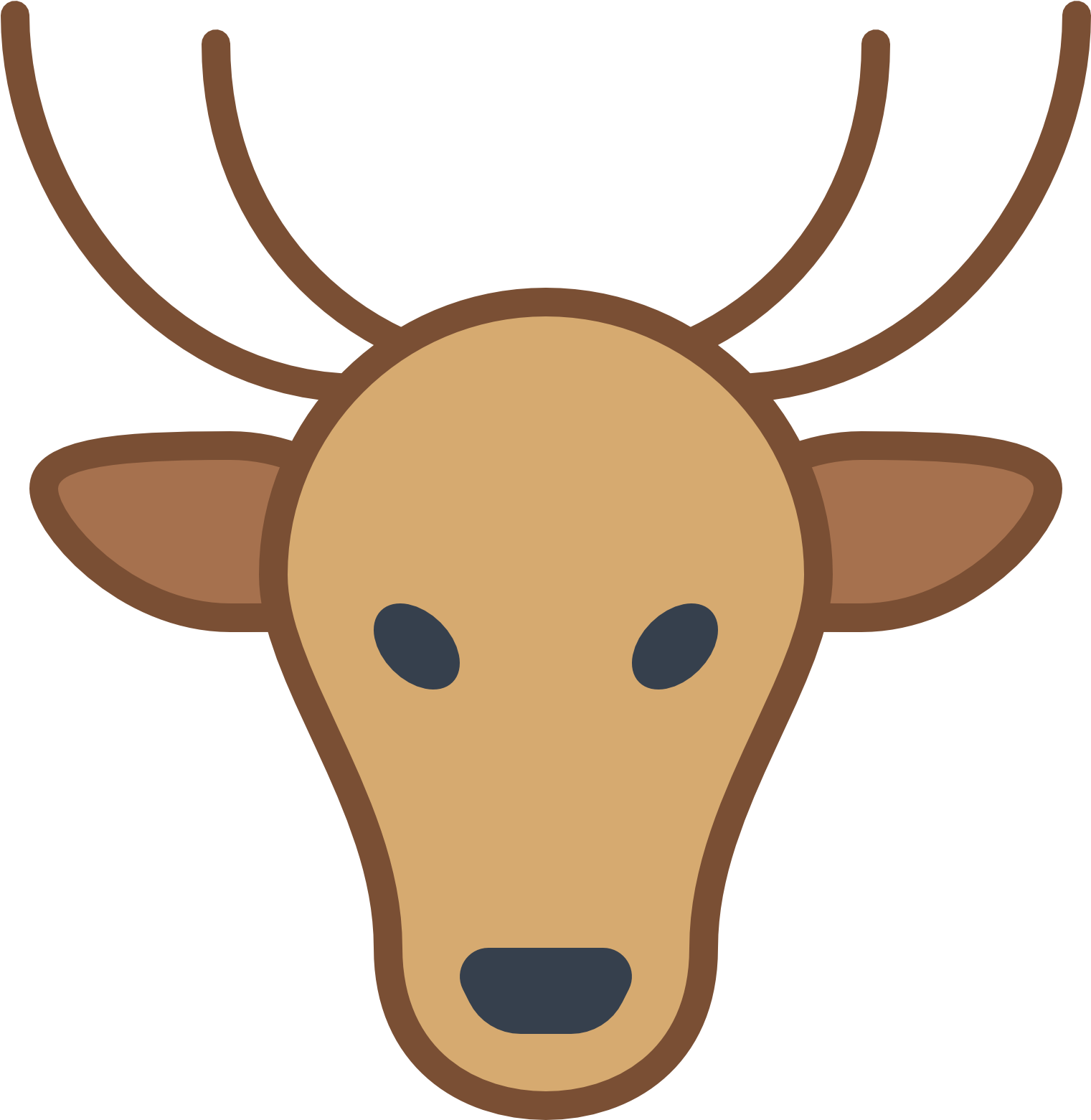 The Skull Profile Of A Deer, Facing Foward - Deer (1600x1600), Png Download