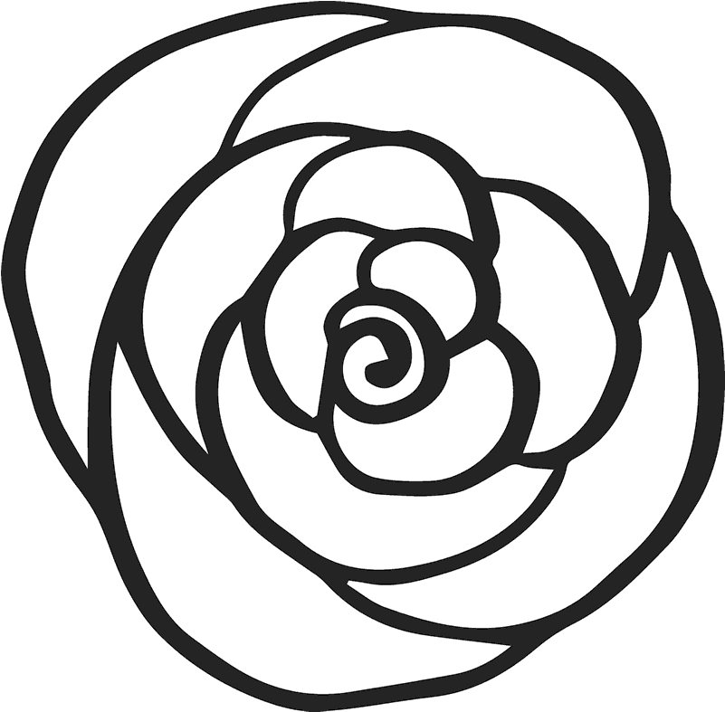 Rose Outline Rubber Stamp - Line Rose Outline Drawing Png Transparent (800x800), Png Download