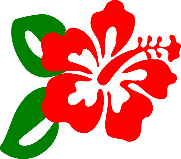 Hawaiian Flowers Clipart Free Best Hawaiian Flowers - Hibiscus Flower Clipart Black And White (600x529), Png Download