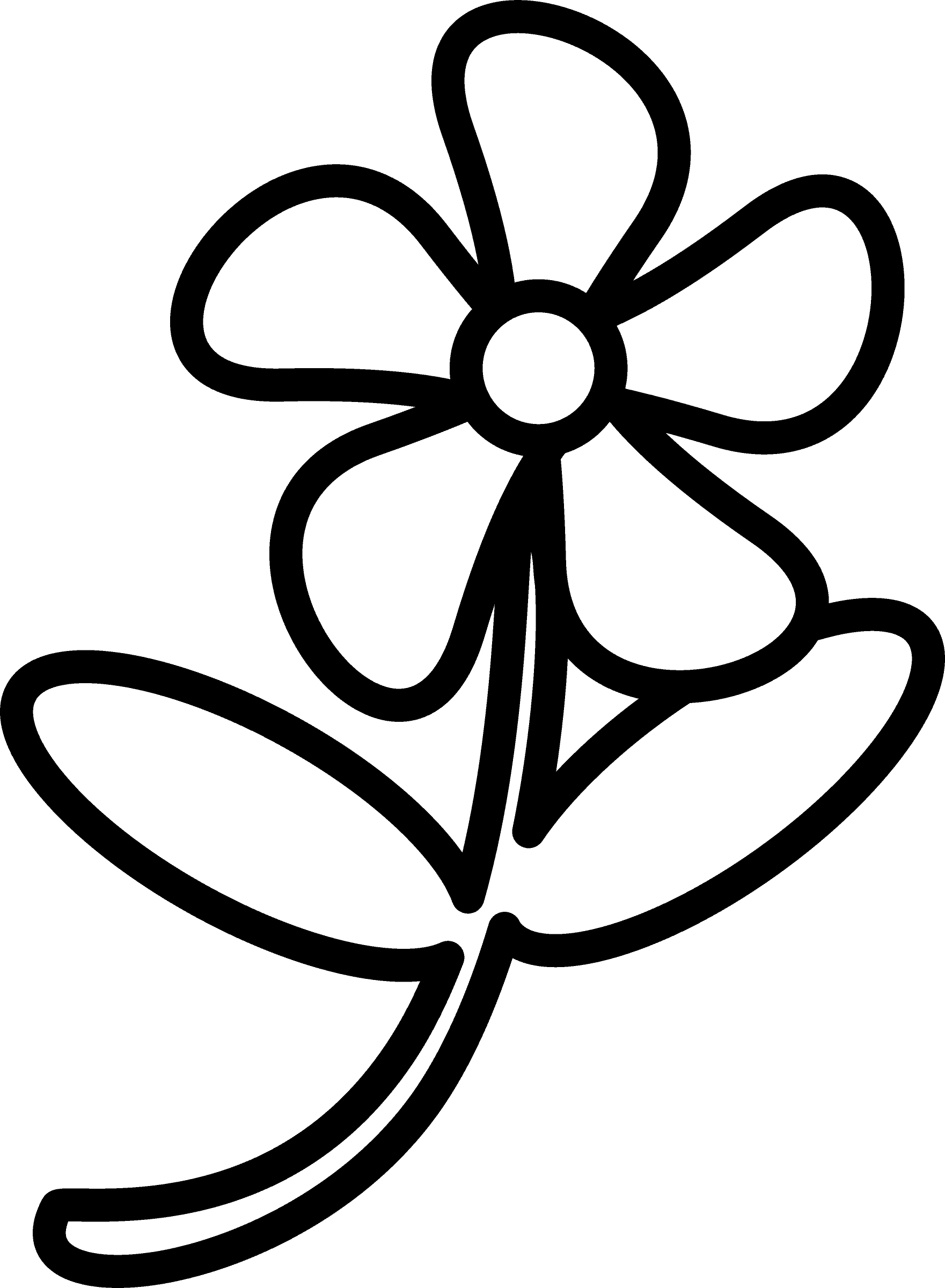 Purple Rose Clipart Outlined - Outline Image Of Flower (600x817), Png Download