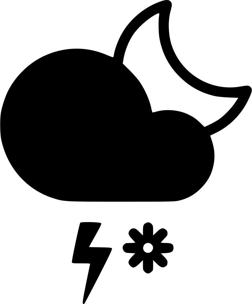 Night Snow Storm Cloud Lightning Moon Svg Png Icon - Cloudy Moon Icon (812x980), Png Download