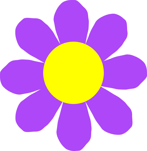 Pink Flower Clipart Outline - Purple Flower Clipart (582x599), Png Download