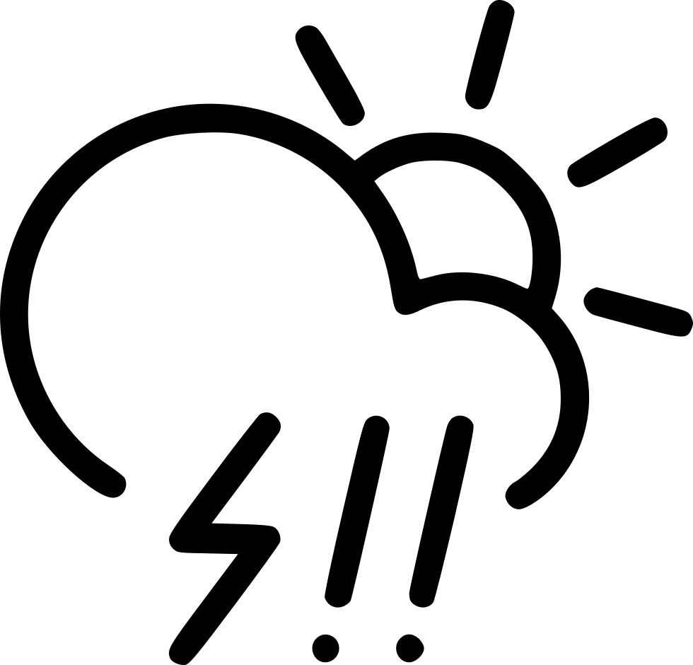 Day Hail Storm Cloud Lightning Rain Sun Comments - Thunderstorm Sun Icon (980x940), Png Download