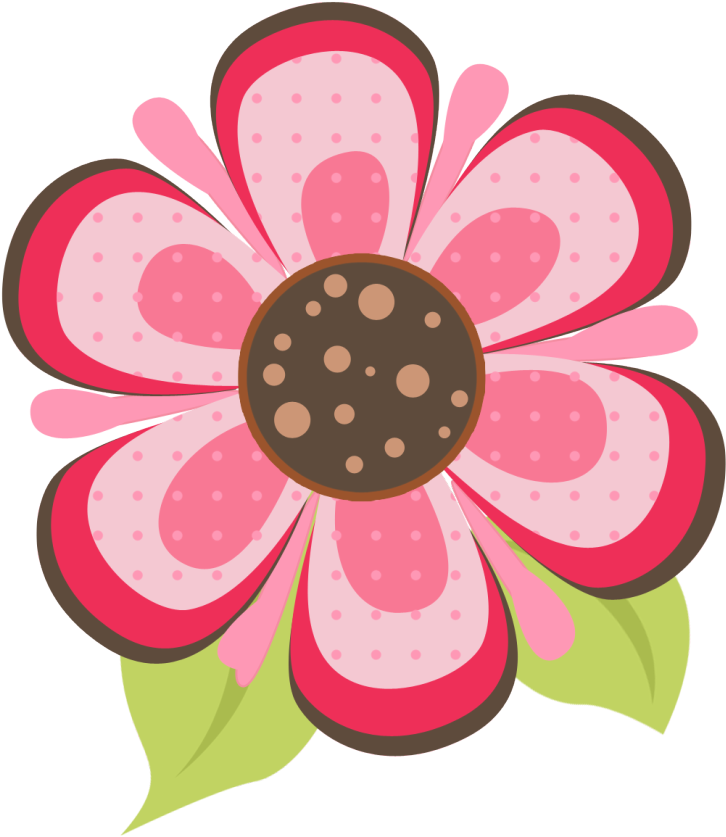 Ladybug On Pink Flower - Pink And Brown Flower Free Clipart (870x870), Png Download